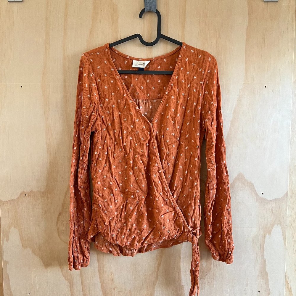 Universal Thread Faux Wrap Crossover Blouse Top Size S Fall